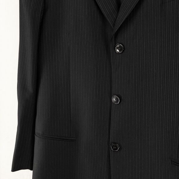 Emporio Armani Sean Line Blazer Mens 46 Wool Blend Dark Navy Blue 3 Button Italy - Picture 2 of 12